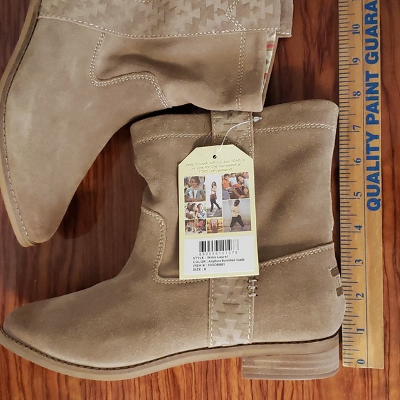 NWT Toms Tan Suede Pull On Slouch Ankle Booties. Amphora Burnished Suede Size 8 - Picture 14 of 16